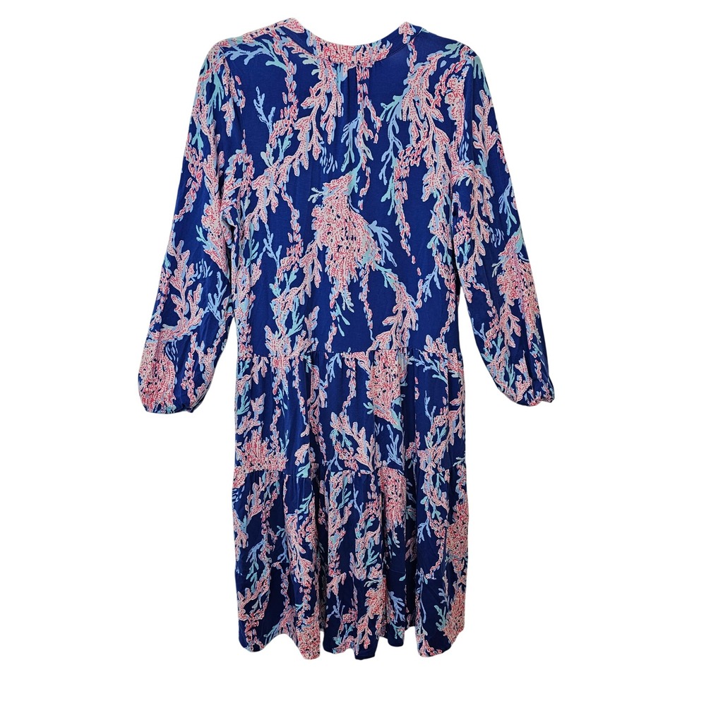 Lilly Pulitzer TRACI LONG SLEEVE DRESS Borealis Blue Swim on Over Size Medium - Picture 10 of 11